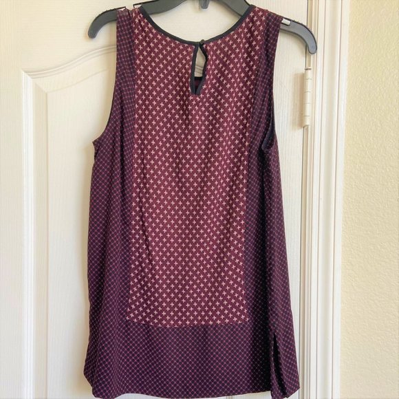 Loft Cranberry print Sleeveless top Size S - Picture 3 of 4